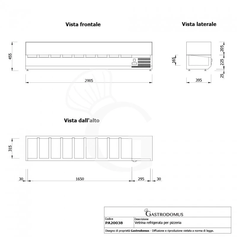 Vetrina Refrigerata Per Pizzeria L 2000 Mm Per 9 Bacinelle GN1/3 6 Vetrina Refrigerata Per Pizzeria L 2000 Mm Per 9 Bacinelle GN1/3 - immagine 4