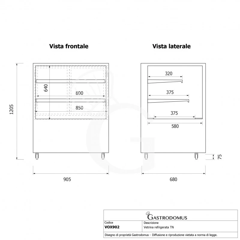 Vetrina Refrigerata Ventilata 300 LT +2°C/+8°C 4 Lati Vetro, L 905 Mm 12 Vetrina Refrigerata Ventilata 300 LT +2°C/+8°C 4 Lati Vetro, L 905 Mm - immagine 10