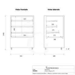 Vetrina Refrigerata Ventilata 390 LT +2°C/+8°C 4 Lati Vetro, L 920 Mm -Vendite GATRODOMUS vetrina refrigerata ventilata 390 lt 2c8c 4 lati vetro l 920 mm 10