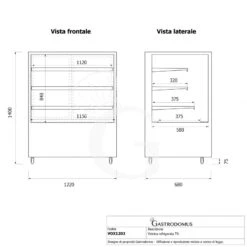 Vetrina Refrigerata Ventilata 530 LT +2°C/+8°C 4 Lati Vetro, L 1220 Mm -Vendite GATRODOMUS vetrina refrigerata ventilata 530 lt 2c8c 4 lati vetro l 1220 mm 10