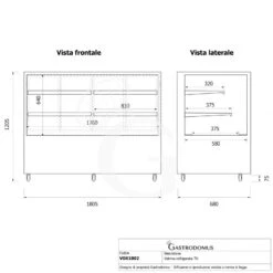 Vetrina Refrigerata Ventilata 610 LT +2°C/+8°C 4 Lati Vetro, L 1805 Mm -Vendite GATRODOMUS vetrina refrigerata ventilata 610 lt 2c8c 4 lati vetro l 1805 mm 9