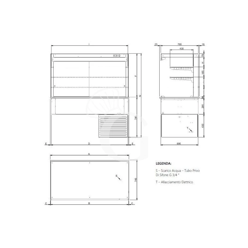 Vetrina Refrigerata Ventilata Cubica 2 Ripiani Con Tendina Lato Cliente - Lunghezza 1460 Mm 8 Vetrina Refrigerata Ventilata Cubica 2 Ripiani Con Tendina Lato Cliente - Lunghezza 1460 Mm - immagine 6