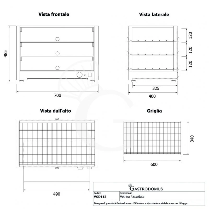 Vetrina Riscaldata Vetro E Inox +30°C/+90°C 115 LT L 700 Mm X P 400 Mm X H 485 Mm 7 Vetrina Riscaldata Vetro E Inox +30°C/+90°C 115 LT L 700 Mm X P 400 Mm X H 485 Mm - immagine 5