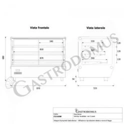 Vetrina Riscaldata Inox E Vetro 3 Piani +30°C/+90°C 160 LT L 856 Mm X P 568 Mm X H 686 Mm -Vendite GATRODOMUS vetrina riscaldata inox con 3 piani lunghezza 856 mm 3