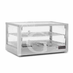 Vetrina Riscaldata Vetro E Inox +30°C/+90°C 80 LT L 700 Mm X P 400 Mm X H 360 Mm -Vendite GATRODOMUS vetrina riscaldata inox predisposta per 4 bacinelle gn 13 h 40 mm 1