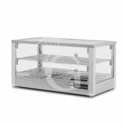 Vetrina Riscaldata Vetro E Inox +30°C/+90°C 80 LT L 700 Mm X P 400 Mm X H 360 Mm -Vendite GATRODOMUS vetrina riscaldata inox predisposta per 4 bacinelle gn 13 h 40 mm 2