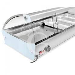 Vetrina Riscaldata Inox E Vetro 8 Bacinelle GN1/3 H 40 Mm L 1483 Mm X P 420 Mm X H 336 Mm -Vendite GATRODOMUS vetrina riscaldata inox predisposta per 8 bacinelle gn 13 h 40 mm 3