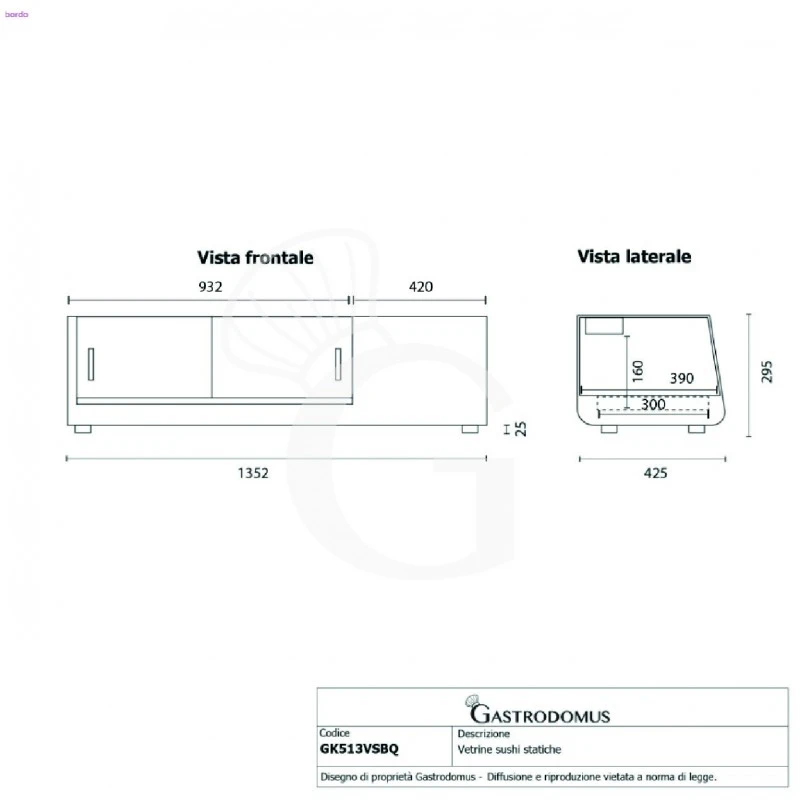 Vetrina Sushi 5 Bacinelle GN1/3 190 W L 1352 Mm X P 425 Mm X H 295 Mm 11 Vetrina Sushi 5 Bacinelle GN1/3 190 W L 1352 Mm X P 425 Mm X H 295 Mm - immagine 9