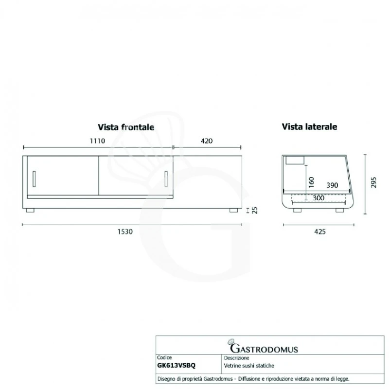 Vetrina Sushi 6 Bacinelle GN1/3 190 W L 1530 Mm X P 425 Mm X H 295 Mm 11 Vetrina Sushi 6 Bacinelle GN1/3 190 W L 1530 Mm X P 425 Mm X H 295 Mm - immagine 9