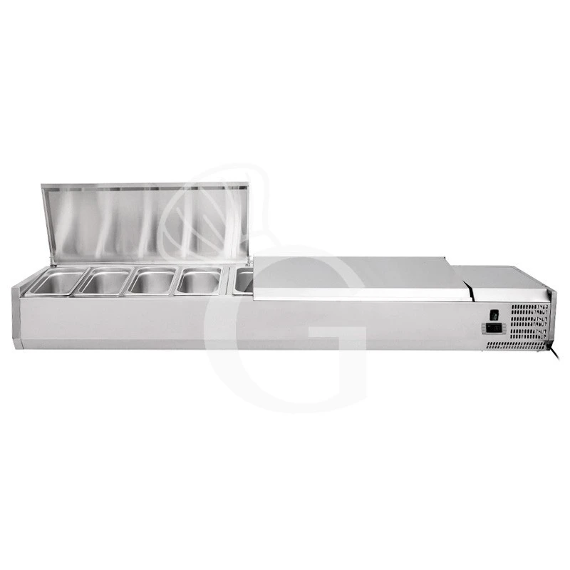 Vetrinetta Refrigerata Per Pizzeria Con Coperchio In Acciaio Inox L 2000 Mm Per 10 Bacinelle GN1/4 6 Vetrinetta Refrigerata Per Pizzeria Con Coperchio In Acciaio Inox L 2000 Mm Per 10 Bacinelle GN1/4 - immagine 4