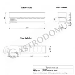 Vetrinetta Refrigerata Per Pizzeria Motore A Sinistra L 1500 Mm Per 7 Bacinelle GN1/4 -Vendite GATRODOMUS vetrinetta refrigerata per pizzeria motore a sinistra l 1500 mm predisposta per 7 bacinelle gn14 4